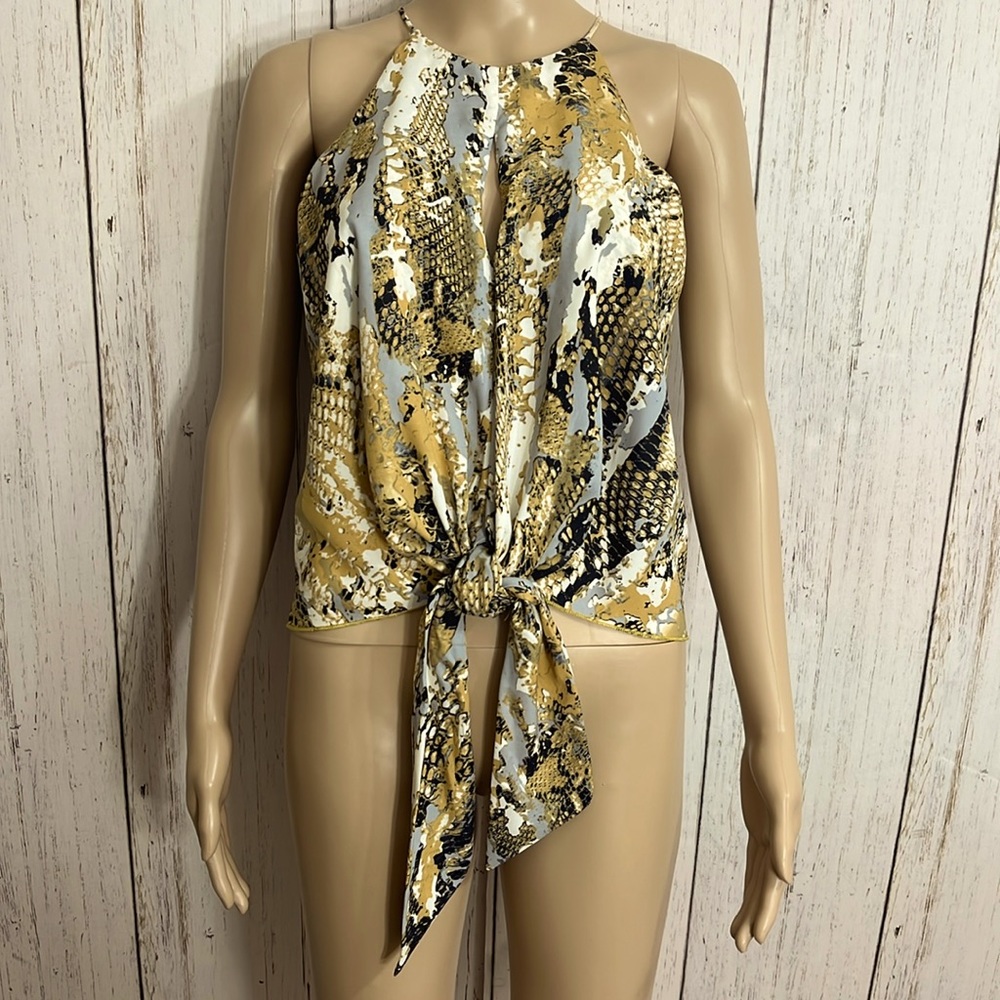 Morgan Claire spaghetti strap Tie at Waist Snakeskin Print Crop Tank Top Small